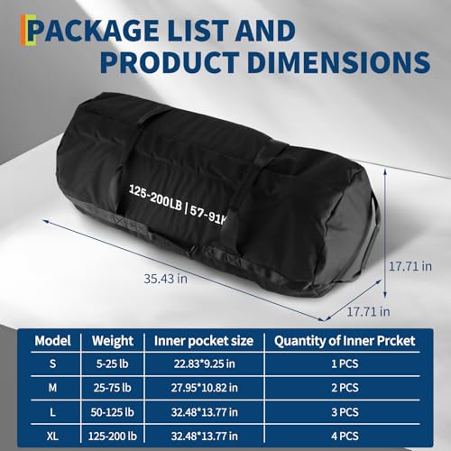 GarveeLife Workout Sandbag Unfilled - 5-200 LBS Heavy Duty Fitness Sandbag for Strength Training, Core & Full-Body Exercises | Adjustable Weight Home Gym - size: 125-200 LB