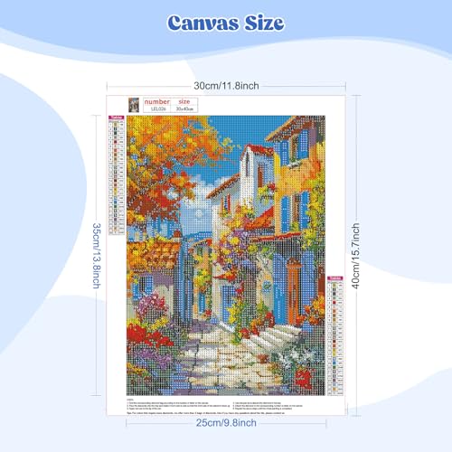 EOBROMD Diamond Art Kits for Adults Street View, 5D Full Drill Diamond Dots Landscape, DIY Painting Kits for Adults Beginners, Gem Art and Crafts for Home Wall Decor 12x16inch - color: 12-Street View