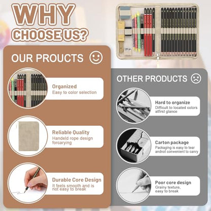 Heshengping, Sketching and Drawing Pencils Set 26pcs, Art Supplies Drawing pencil Kit,Graphite Charcoal Professional Pencils Set, Adults Beginners Artist - style: 26 Pack Sketching Pencils Beige