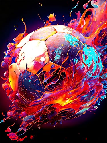 Diamond Art Kits for Adults & Beginners, Soccer Diamond Painting Kit | 5D Full Drill Gem Art with Football, Round Diamond Dots, Home Wall Decor & Gift, 12 x 16 Inch - color: HMDPUS-26103
