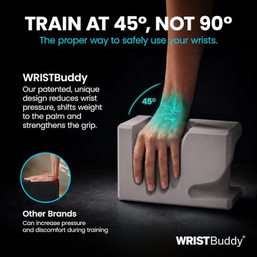 WRISTBuddy® Yoga Blocks 2 Pack, High Density Non-Slip, Hand-Shaped Design | 60% less wrist pressure —patented hand-shaped design eases wrist discomfort for yoga, Pilates, push-ups, planks & handstands. - color: Gray