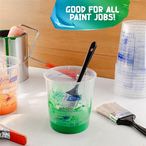 Paint Mixing Cups 80 Oz, 10-Pack - Disposable Plastic Graduated Measuring Cup for Epoxy Resin, Automotive Paint & Art Projects | Pre-Printed Mix Ratios - style: 10
