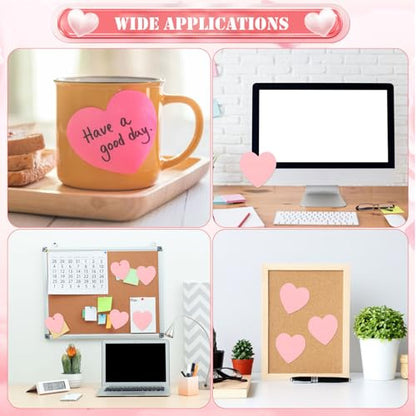 1500 Sheets Heart Shaped Sticky Notes 3x3 Inch Light Pink Sticky Notes Cute Sticky Memo Pads Self Stick Note Pads for Home Office School Business Valentine's Day Supplies, Removable and Easy to Post - color: Light Pink, size: 15 Pads
