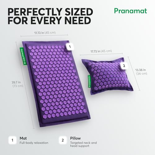 Pranamat Acupressure Large Mat and Pillow Set, Premium Acupressure Therapy for Pain Relief and Relaxation, Handcrafted in Europe with Sustainable and Natural Materials (Monaco Blue) - color: Monaco Blue