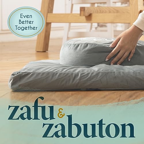 Florensi Meditation Cushion Velvet Floor Pillow with Buckwheat Fill - color: Grey Cushion