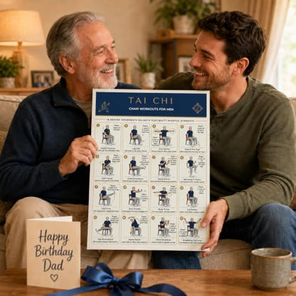 Tai Chi Chair Workout Chart for Seniors & Beginners, 16 Gentle Seated Exercises to Improve Balance, Mobility & Flexibility, Home Exercise Guide, 12 x 16 Inch Unframed