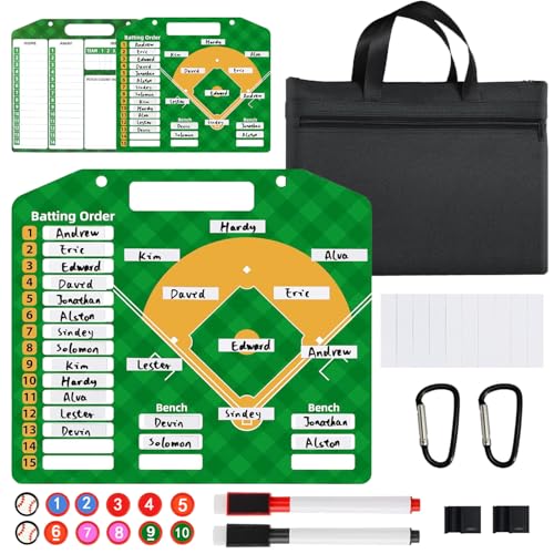 Magnetic Baseball Lineup Board | Baseball Dry Erase Coaching Broad | Softball Lineup Cards Marker Boards | Baseball Clipboard for Coaches | Baseball Lineup Board for Dugout - color: Baseball Coach Board-handbag