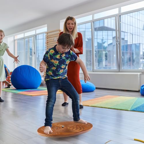 JellyArch Maze Balance Board for Kids Wobble Wooden Board with 2 Beads for Toddlers, Teens, Adult, Leg Workout, Exercise Training, Physical Therapy, Body Weight Fitness, Skiing, Surfing, Skateboarding