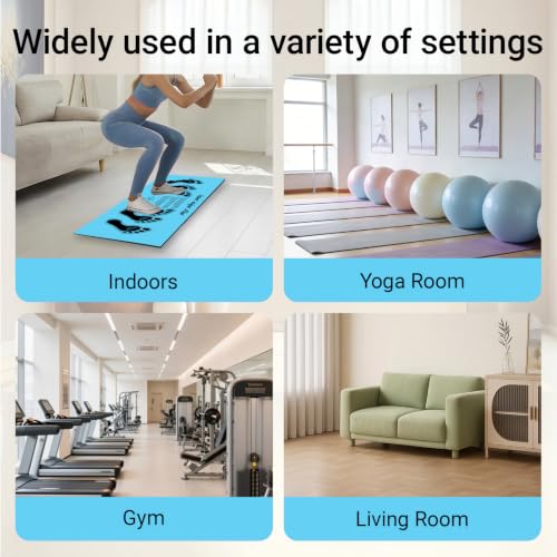 Squat Mat with Foot Position Guide, Anti-Slip Squat Target Mat for Home Gym, Leg, Glute and Ab Workouts, Lightweight Rollable Exercise Mat, 31.5" x 13.78" - color: Blue