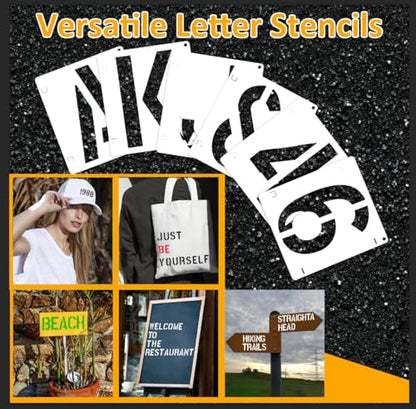42 PCS Letter Stencils for Painting, Spray Paint Stencil | 3 Inch Alphabet Stencils for Crafts Reusable on Wood, Wall, Rock, Fabric, Sign, School DIY Art Projects - size: 3 Inch