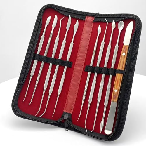 10 PCS Dental Wax Carving Tools Stainless Steel Waxing Modeling Kits | Wax Carvers Set Plaster Knife Metal Clay Sculpting Pottery Sculpture Tools Double Ended Tools