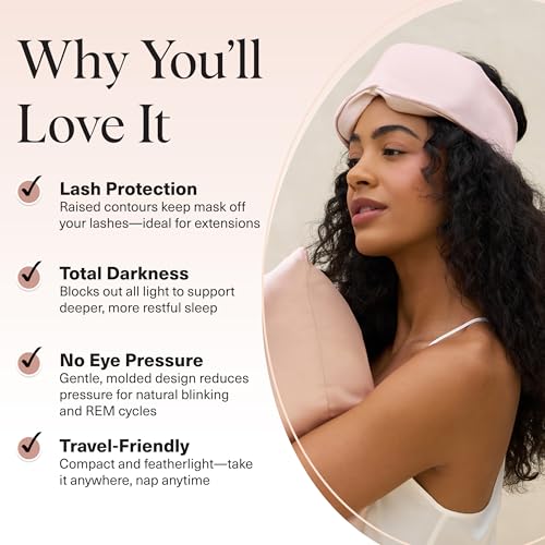 Kitsch Contour Satin Sleep Mask | Eye Masks for Sleep - Blush | Softer Than Silk Sleep Mask, Blindfold Sleep Masks for Women & Men, No Eye Pressure, Lightweight Eye Mask, Travel Essentials - color: Blush