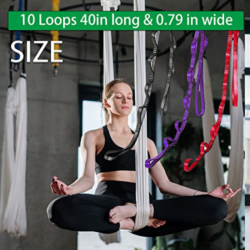 Aerial Yoga Hammock Daisy Chains Strap, Strong 22kN Adjustable with 10 Loops, No Stretch, Climbing Strap Nylon Chain Sling FOR Aerial Yoga,Swing, Hammock, Suspension, Exercise - color: Grey, size: 40"×0.79"