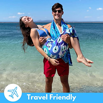 ECCOSOPHY Microfiber Beach Towel - Quick Dry, Sand Free and Oversized 71x35 - color: Santorini