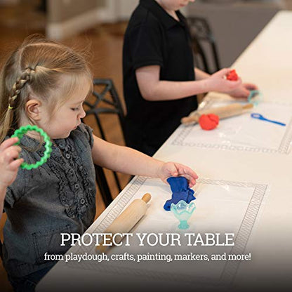 White Disposable Placemats for Baby, Kids, Toddler, Children, Adults - Neat and Sticky Plastic Placemat Table Topper Solutions for Restaurant, Schools, Crafts, or Travel Mats - 40 Pack - color: White