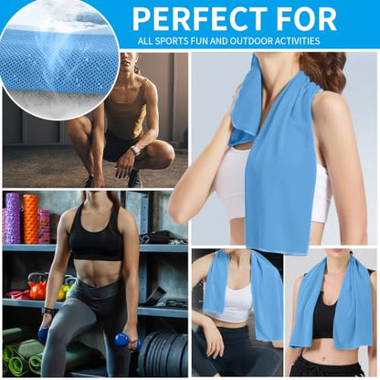 Puomue 5 Pack Cooling Towels, 40 Inches x 12 Inches, Breathable Soft Chilly Microfiber Towel for Yoga, Sport, Running, Workout, Gym, Camping and Fitness, Blue - color: Blue1