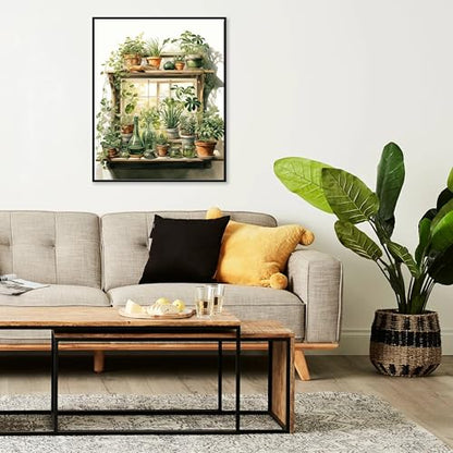 Ausanrl Plant Paint by Numbers with Frame Wooden Easel-Paint by Number Adult,Plant Paint by Numbers Framed Canvas,Adult Paint by Number Kits on Canvas Framed Gifts and Home Wall Decor 12x16inch - color: Plant B