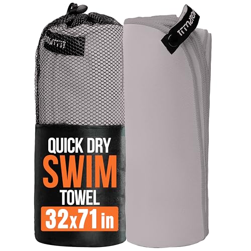 illusion Extra Large Microfibre Swimming Towel (71''L x 32''W)–Compact, Lightweight & Quick Dry Towel-Perfect for Travel, Gym, and Swim Towels Ideal for Post-Workout Showers & After Swimming - color: Light Grey, size: 71x32 in - Pack of 1