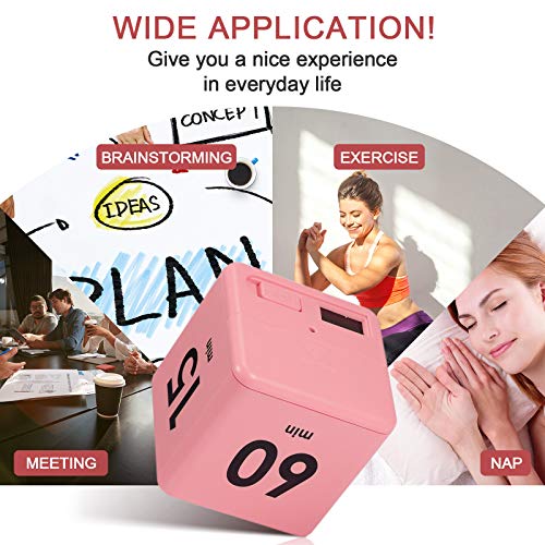 Weewooday Cube Timer, Gravity Sensor Flip Timer for ADHD, Pink - color: Pink