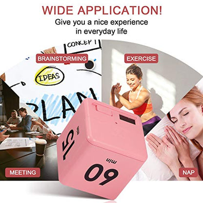 Weewooday Cube Timer, Gravity Sensor Flip Timer for ADHD, Pink - color: Pink