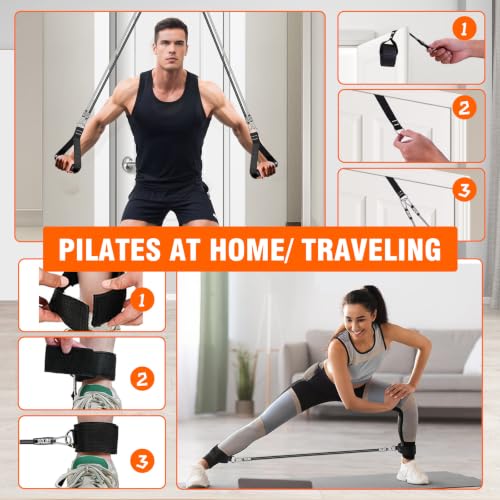 Bbtops Pilates Bar Kit with Resistance Bands,Pilates Bar with Stackable Bands Workout Equipment for Legs,Hip,Waist and Arm,Exercise Fitness Equipment for Women & Men Home Gym Yoga Pilates - color: Dark Black