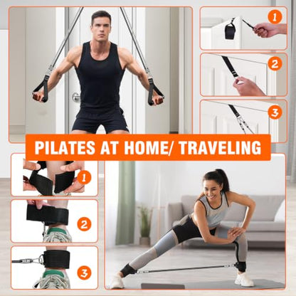 Bbtops Pilates Bar Kit with Resistance Bands,Pilates Bar with Stackable Bands Workout Equipment for Legs,Hip,Waist and Arm,Exercise Fitness Equipment for Women & Men Home Gym Yoga Pilates - color: Dark Black