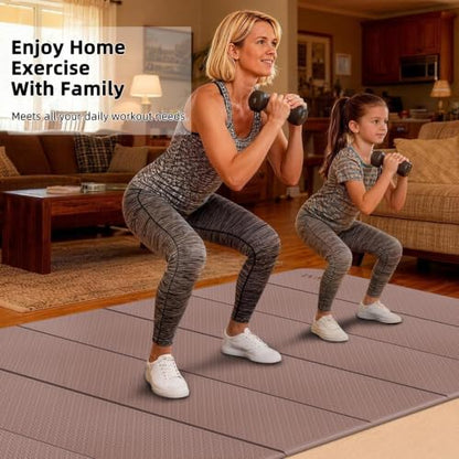 Foldable Yoga Mat 74"x47.2"x 0.4" – Large Yoga Mat - color: Brown+Apricot