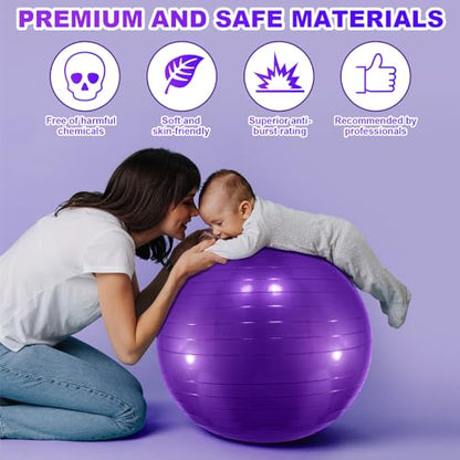 Jexine 6 Pcs Yoga Ball Exercise Ball - color: Purple, size: 25.59 Inch