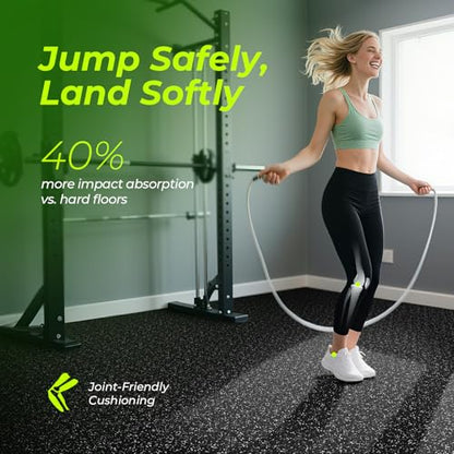 0.56'' Thick 48 Sq Ft Rubber Top High Density EVA Foam Exercise Gym Mats Non-Slip 12 Pcs - Interlocking Puzzle Floor Tiles for Home Gym Heavy Workout Equipment Flooring - 24 x 24in Tile