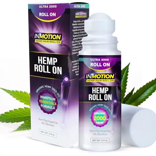 Roll On for Pain Relief – Fast Acting Dual Action Formula – Roll On Hemp Oil with Menthol & Boswellia for Muscle, Joint, Back, Knee – Odorless, Non-Greasy, Made in USA
