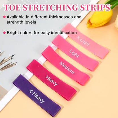 TIESOME 5 PCS Toe Bands Big Toe Spacers for Bunion Correction, Toe Stretcher Bands Toe Spacers Resistance Straightener Loop Band with Storage Bag for Women Men(Pink)