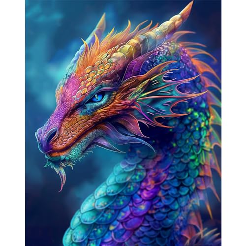 Natuyalo Paint by Numbers Kits for Adults Colorful Dragon Paint by Number for Adults Beginner Animal Drawing Paintwork with 3 Paintbrushes Acrylic Canvas Painting 16x20 Inch - color: ART-04