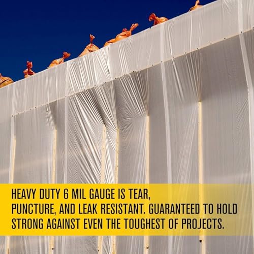 Aluf Plastics Sheeting UV Protection - 20' x 100', 6 MIL Heavy Duty Gauge - Clear Vapor and Moisture Barrier Sheet Tarp/Drop Cloth for Greenhouses, Painting, Furniture Covers, Carpet Cover, Floor - color: Clear, style: 20ft x 100ft UV Sheeting, 6 Mil, 1 C