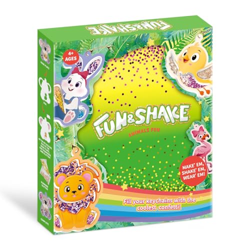 DIY Glitter Craft Kit with Keychains - Mess-Free Arts and Crafts for Kids Ages 4-8, Fun Shake-It Activity, Creative Travel Toys, Party Favors & Birthday Gifts for Girls 4-9 - color: Green