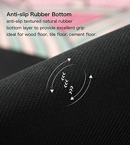 Knsbk Large Round Yoga Mat 4.6'X3.5mm for Exercise Premium Extra Thick, Ultra Comfortable, Non Slip, Meditation Mat - color: pink blossom