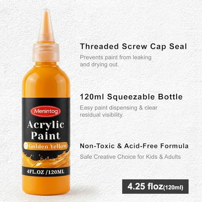 Acrylic Paint Set, 36 Colors, 4 oz/120ml Bottles | Rich Pigments, Water Proof, For Artists, Beginners and Kids, Canvas Rocks Wood Ceramic Fabric - color: 120ml 36 Colors