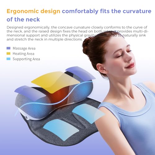 ALPHAY Cervical and Shoulder Massage Pillow, Portable Neck Traction Device, Dynamic Massage, Graphene Heating, Shoulder and Neck Relax Device