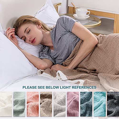 SE SOFTEXLY Muslin Throw Blanket, 4-Layer Dyed Yarn, 60”x80”, Coffee - color: 2-coffee, size: Twin-60" x 80"