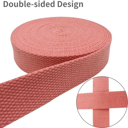 Heavy Duty 1" Cotton Webbing 6yds-Watermelon Red Straps | 2mm thick webbing for dog collars, backpack, bag handles, apron straps, slings, sewing repairs & DIY craft projects. - color: Watermelon Red