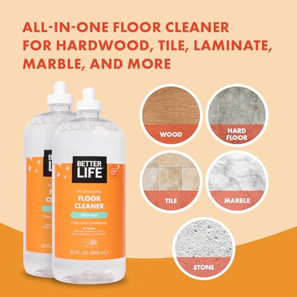 Better Life Floor Cleaner - Liquid Multipurpose Cleaner for Wood, Tile, Laminate, Vinyl, Bamboo - Hardwood Floor Cleaner for Mopping - Citrus Mint 32oz - size: 32 Fl Oz (Pack of 1)