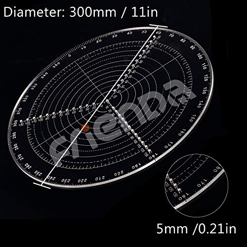 Frienda 300 mm/ 12 Inch Round Center Finder Compass Lathe Centering Tool Circle Gauge for Drawing Circles, Lathe Work and Woodturners, Round Template Clear Acrylic Drawing Circles Diameter