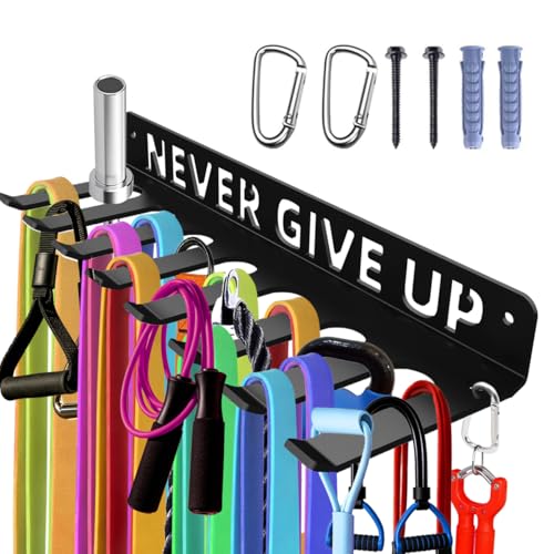Home Gym Accessories Organization Storage Rack Equipment For Home 8 Hook Wall Hanger Display Gear Barbells Resistance Bands Jump Ropes Lifting Belt Hanger Accessories Hardware Included - color: Never
