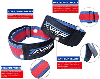 Occlusion Bands for Women Glutes & Hip Building, Blood Flow Restriction Bands BFR Bundle Booty Bands, Best Fabric Resistance Bands for Exercising Your Butt, Squat, Thigh, Fitness - color: Blue&Red