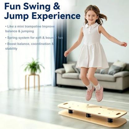Wooden Balance Board & Wobble Board with Spring System,Adjustable Balance Board for Standing Desk,Stability Trainer for Physical Therapy,Core Strength,Posture Improvement & Home Office Use