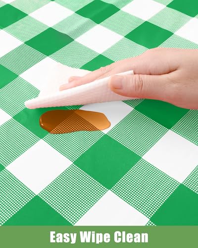 Smiry 8 Packs Gingham Disposable Table Cloth, 54 x 108 Inch Waterproof Plastic Tablecloth, Rectangle Green and White Checkered Table Covers for Party, Birthday, Picnic, Banquet - color: Green and White, size: 54"x108" (Pack of 8)