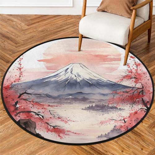 Japanese Style Art Print Round Area Rug 3Ft Circle Carpet Floor Mat - color: Art Print, size: 3 ft