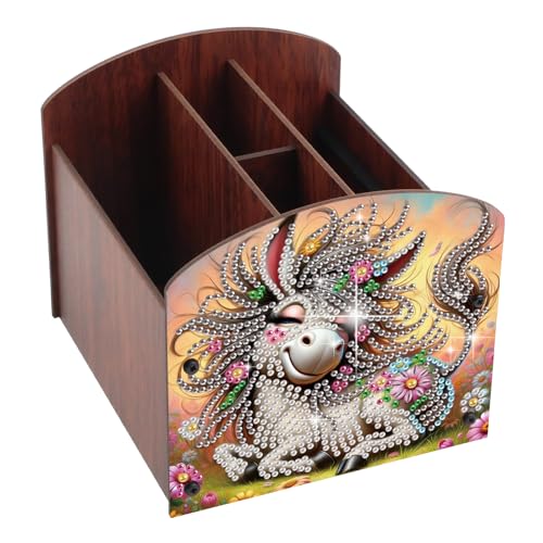 Diamond Painting Wooden Desk Organizer Donkey Design, DIY Diamond Art Storage Box for Home Office Tabletop, Decorative Wooden Craft Organizer for Stationery & Accessories - color: Donkey