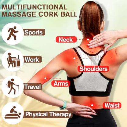 Seenelling 50 Pcs Cork Massage Ball 1.5 Inch Solid Hard Myofascial Release Yoga Ball for Back Foot Neck Pain Therapy Portable Tissue Muscle Release Tool for Home Office Travel - size: 1.5 Inch