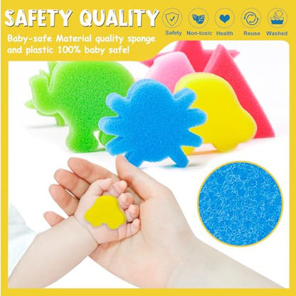 30Pcs Sponge Painting Shapes, Painting Craft Sponge | with Different Shape Colorful Paint Sponges for Kids Early Learning Finger Paint Brushes Foam Art Drawing Tools - style: 3F-PatternBrush30PCS