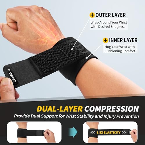 CAMBIVO 2 Pack Wrist Brace for Carpal Tunnel with wraps, Black - color: Black